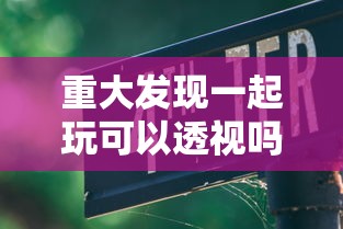 重大发现一起玩可以透视吗详细开挂教程