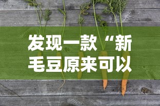 发现一款“新毛豆原来可以开挂”确实能开挂 