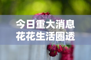 今日重大消息花花生活圈透视神器太坑了真的有挂 今日重大消息花花生活圈透视神器太坑了真的有挂