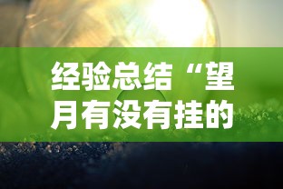经验总结“望月有没有挂的确可以”可以开挂软件