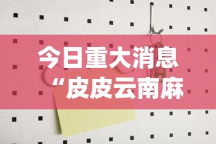 今日重大消息“皮皮云南麻将到底有没有挂”[确实真的有挂]