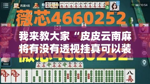 我来教大家“皮皮云南麻将有没有透视挂真可以装挂
