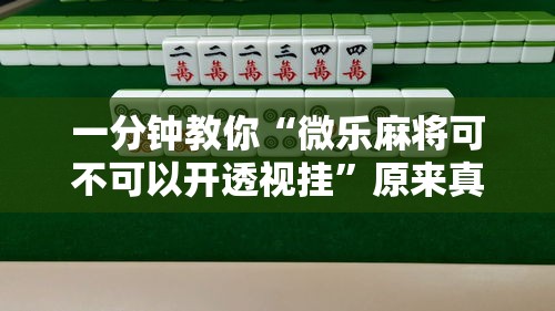 一分钟教你“微乐麻将可不可以开透视挂”原来真的有挂