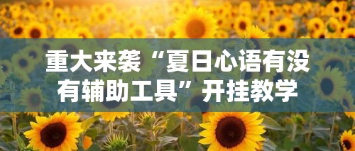 重大来袭“夏日心语有没有辅助工具	”开挂教学