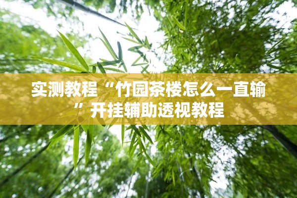实测教程“竹园茶楼怎么一直输”开挂辅助透视教程