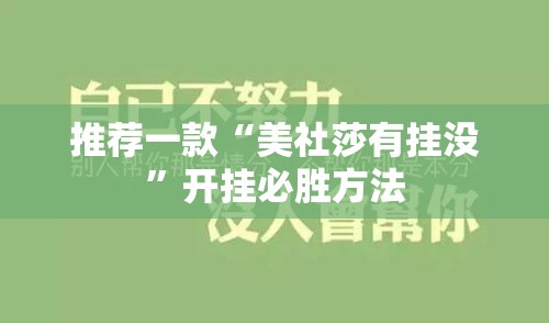 推荐一款“美社莎有挂没”开挂必胜方法