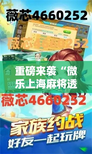 重磅来袭“微乐上海麻将透视神器	”真的有挂
