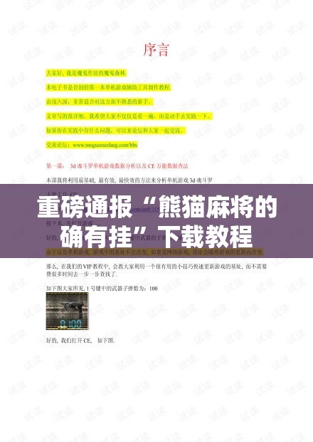 重磅通报“熊猫麻将的确有挂”下载教程
