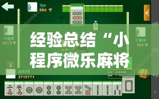 经验总结“小程序微乐麻将有没有黑科技”解密透视猫腻