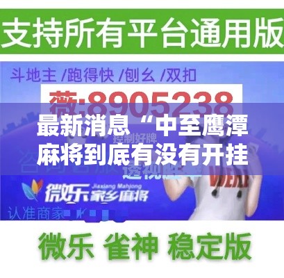 最新消息“中至鹰潭麻将到底有没有开挂器”太坑了真的有挂