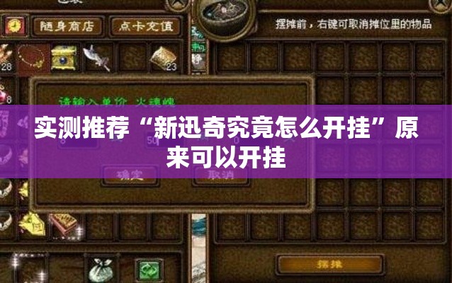 实测推荐“新迅奇究竟怎么开挂”原来可以开挂