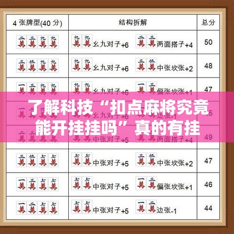 了解科技“扣点麻将究竟能开挂挂吗”真的有挂