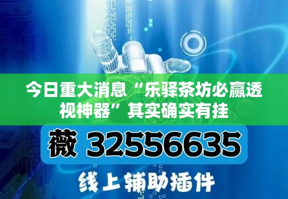 今日重大消息“乐驿茶坊必赢透视神器”其实确实有挂