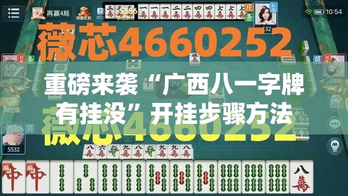重磅来袭“广西八一字牌有挂没”开挂步骤方法