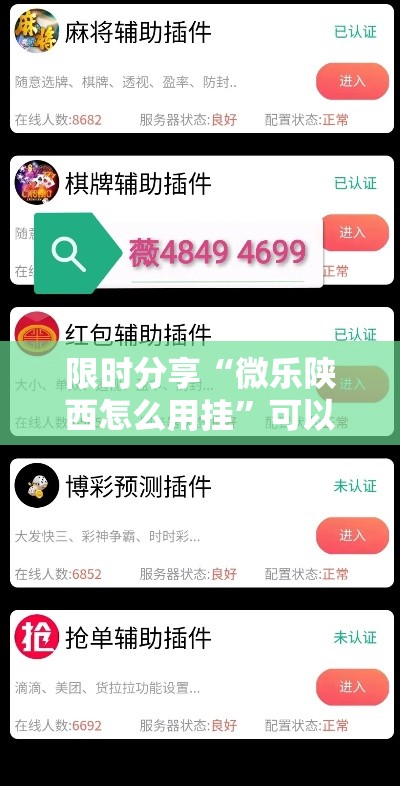 限时分享“微乐陕西怎么用挂”可以开挂