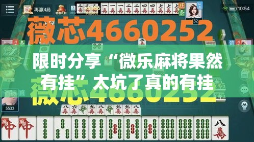 限时分享“微乐麻将果然有挂”太坑了真的有挂