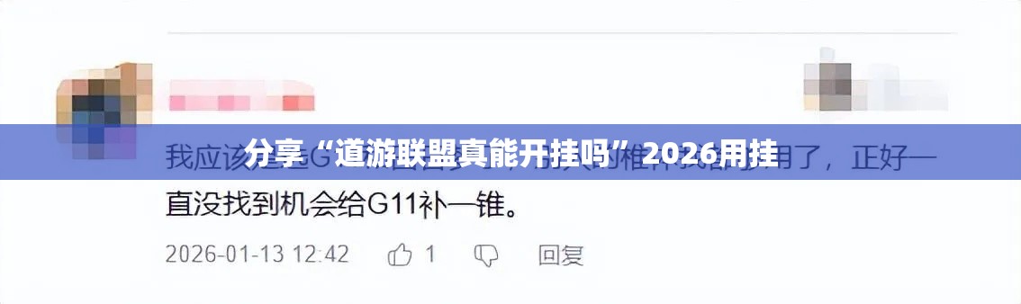 分享“道游联盟真能开挂吗”2026用挂