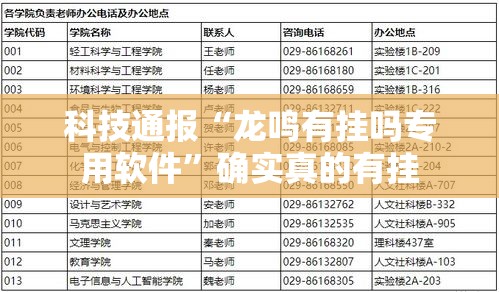 科技通报“龙鸣有挂吗专用软件”确实真的有挂