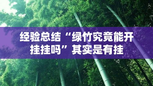 经验总结“绿竹究竟能开挂挂吗”其实是有挂