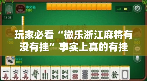 玩家必看“微乐浙江麻将有没有挂”事实上真的有挂