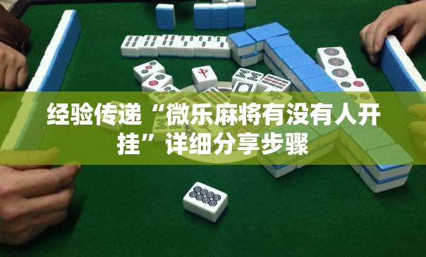 经验传递“微乐麻将有没有人开挂	”详细分享步骤