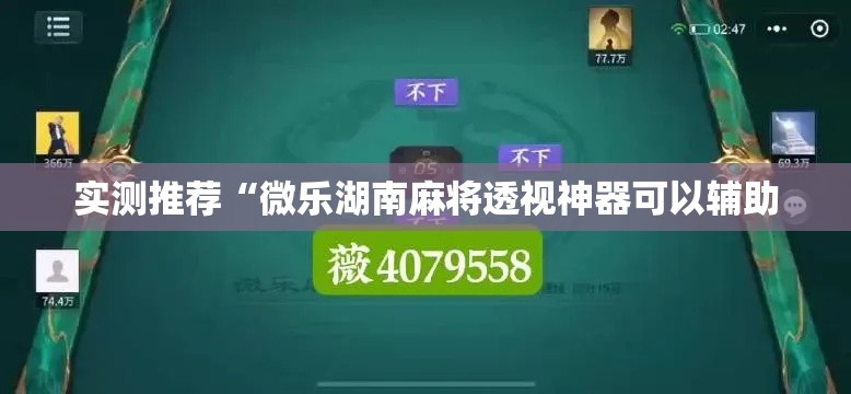 实测推荐“微乐湖南麻将透视神器可以辅助 实测推荐“微乐湖南麻将透视神器可以辅助