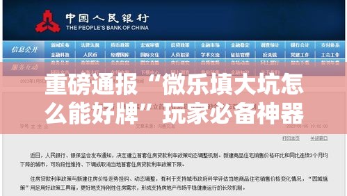 重磅通报“微乐填大坑怎么能好牌”玩家必备神器
