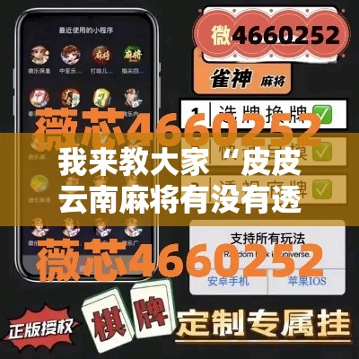 我来教大家“皮皮云南麻将有没有透视	”确实能开挂 