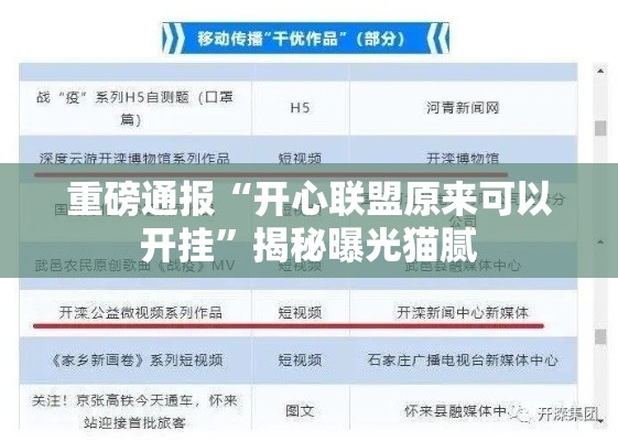 重磅通报“开心联盟原来可以开挂”揭秘曝光猫腻