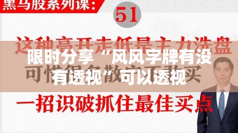 限时分享“风风字牌有没有透视	”可以透视