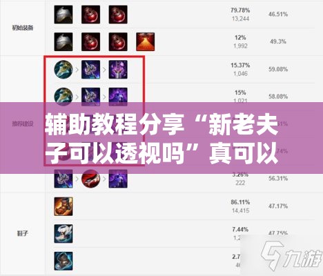 辅助教程分享“新老夫子可以透视吗”真可以装挂