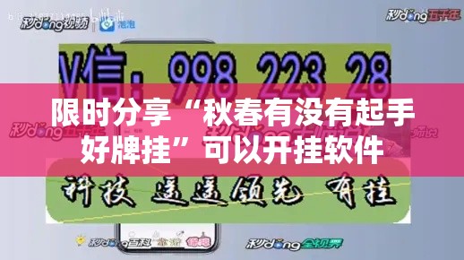 限时分享“秋春有没有起手好牌挂”可以开挂软件