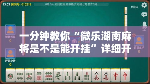 一分钟教你“微乐湖南麻将是不是能开挂”详细开挂方法