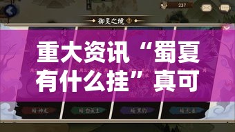 重大资讯“蜀夏有什么挂”真可以装挂