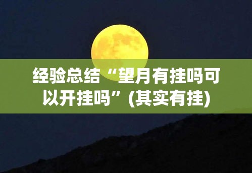 经验总结“望月有挂吗可以开挂吗	”(其实有挂)