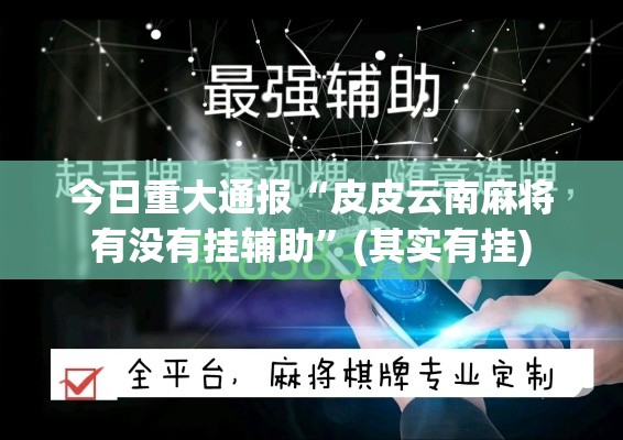 今日重大通报“皮皮云南麻将有没有挂辅助”(其实有挂)