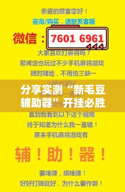 分享实测“新毛豆辅助器”开挂必胜方法
